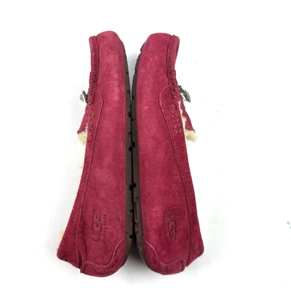 UGG Ansley Charm Slippers 7 Red Berry Shearling Lined Slip On Moccasin Womens - Picture 6 of 8